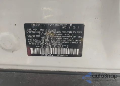 2012 Subaru Forester 2.5X Limited from USA, damaged, VIN JF2SHAEC8CH468723